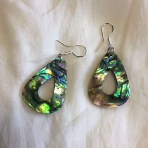 Peacock hue sterling silver earrings
